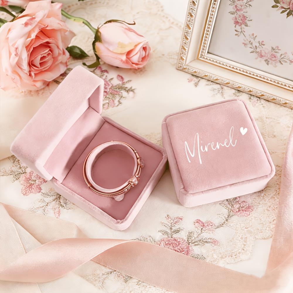 Personalized Velvet Bracelet Necklace Box, Custom Name Gift